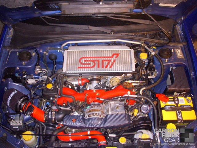 Subari STI engine with 3M carbon fiber vinyl