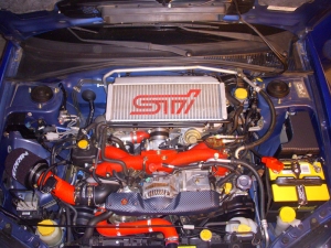 Subari STI engine with 3M carbon fiber vinyl