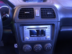 Subari STI interior with 3M carbon fiber vinyl
